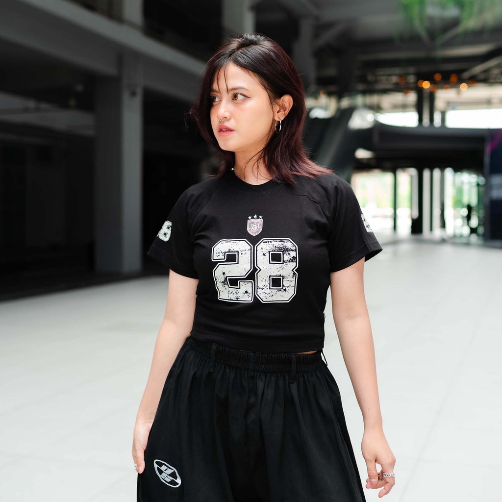 OOTDSUPPLY Croptee Fit Blend 28 Dark Army & Black | Croptee Slimfit | Atasan Wanita | Kaos Crop CSF017