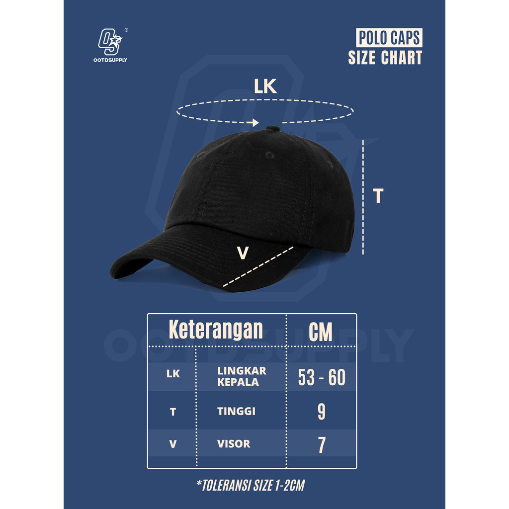 OOTDSUPPLY Polo Caps Canvas Bordir Weaving Black I Topi Hat Twill Bordir Pria & Wanita | CAP26