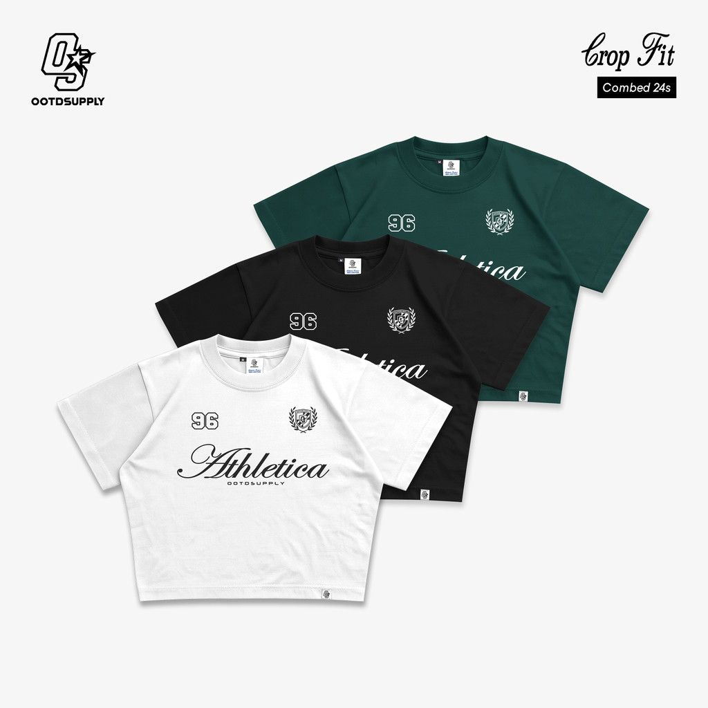 OOTDSUPPLY Croptee Fit Athletica | Croptee Slimfit | Atasan Wanita | Kaos Crop CSF018
