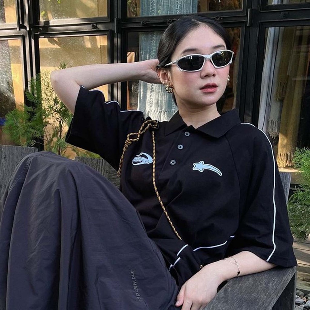 OOTDSUPPLY Oversize Polo Rugby Shirt V.4 WIld Star Black Grey | Kaos Polo Pria dan Wanita PSRGB-V4005