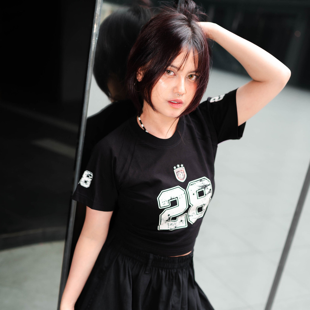 OOTDSUPPLY Croptee Fit Blend 28 Dark Army & Black | Croptee Slimfit | Atasan Wanita | Kaos Crop CSF017