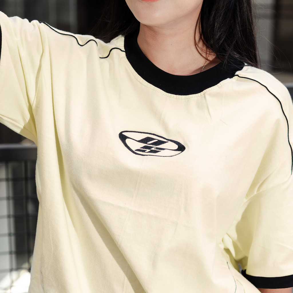 OOTDSUPPLY Oversized Boxy Neocore Embroidery Ringer Line | Oversize Pria & Wanita | Kaos Unisex | OS-OVZ-BX-RL-NE
