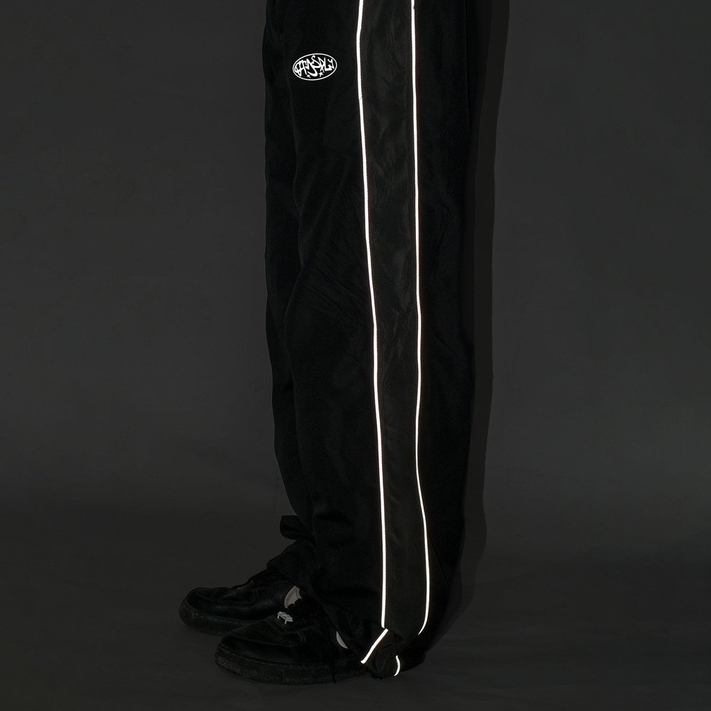 OOTDSUPPLY Trackpant Parachute Circle Black Grey l Celana Panjang Parasut | Longpants Sporty Unisex | TRP-CLN-BGRY
