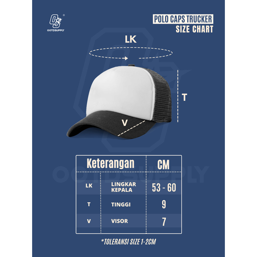 OOTDSUPPLY Polo Caps Trucker Bordir Inspired Black I Topi Hat Twill Bordir Pria & Wanita