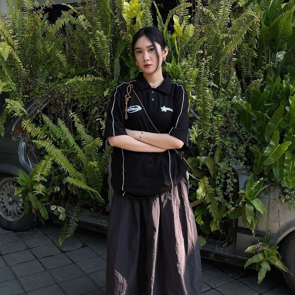 OOTDSUPPLY Oversize Polo Rugby Shirt V.4 WIld Star Black Grey | Kaos Polo Pria dan Wanita PSRGB-V4005