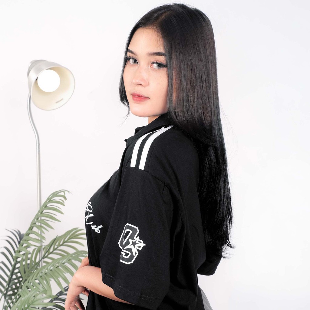 OOTDSUPPLY Oversize Polo Shirt Strings V.6 Infinite 96 Black l Kaos Oversize | Atasan Pria dan Wanita | PSSTRINGV6001