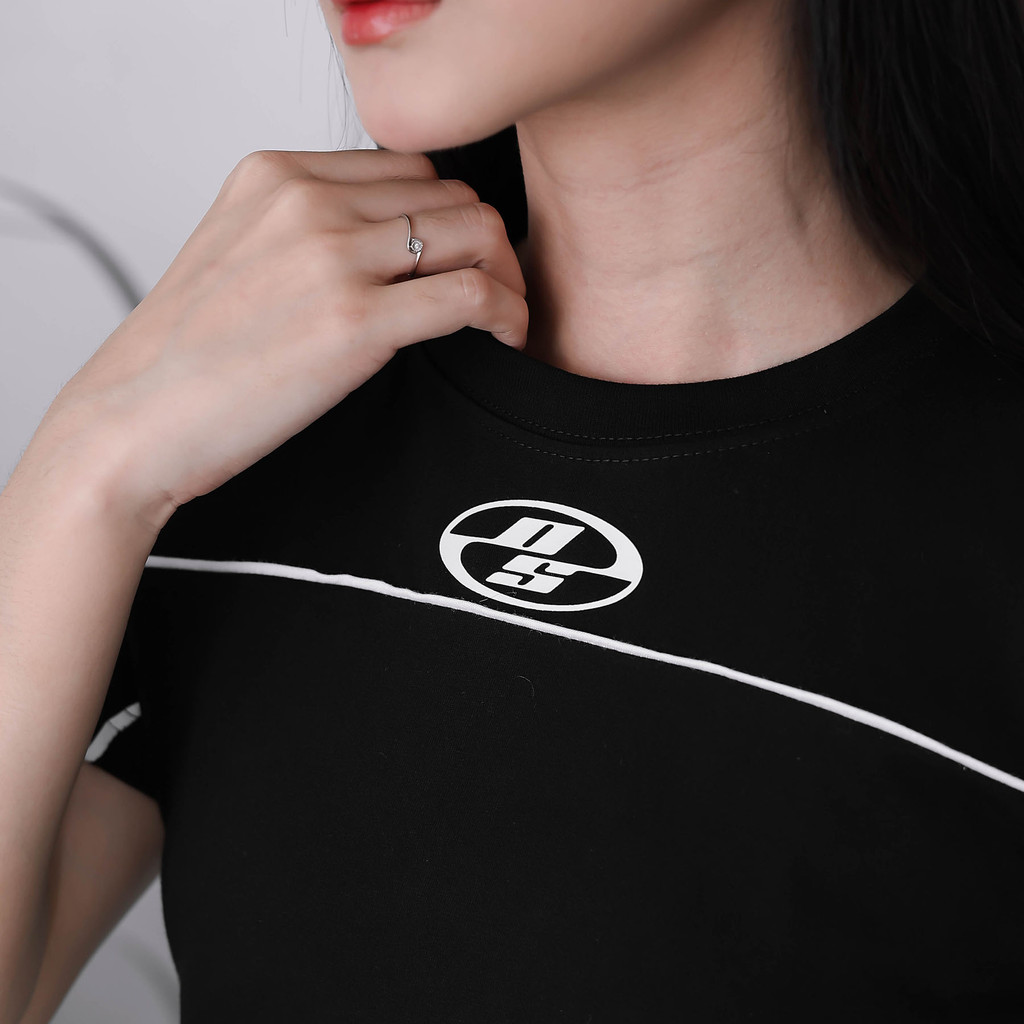 OOTDSUPPLY Croptee Fit Cutline Neo 28 Black & White l Tshirt Crop l Kaos Croptee | CSF-CL001