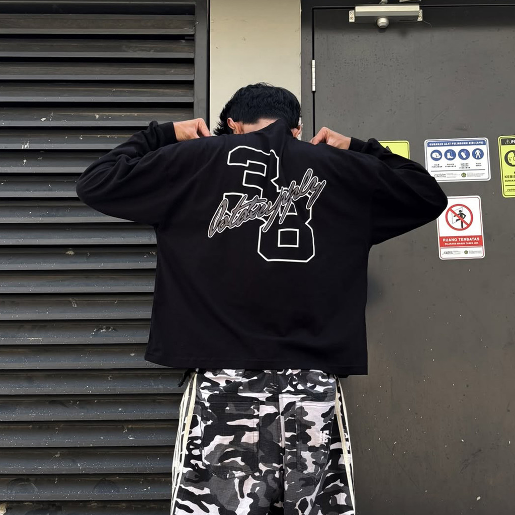 OOTDSUPPLY Longsleeve Boxy 20s Street 38 Black l Oversize T-Shirt Lengan Panjang l Kaos Panjang I Atasan Unisex | OS-LS-BX-V2006