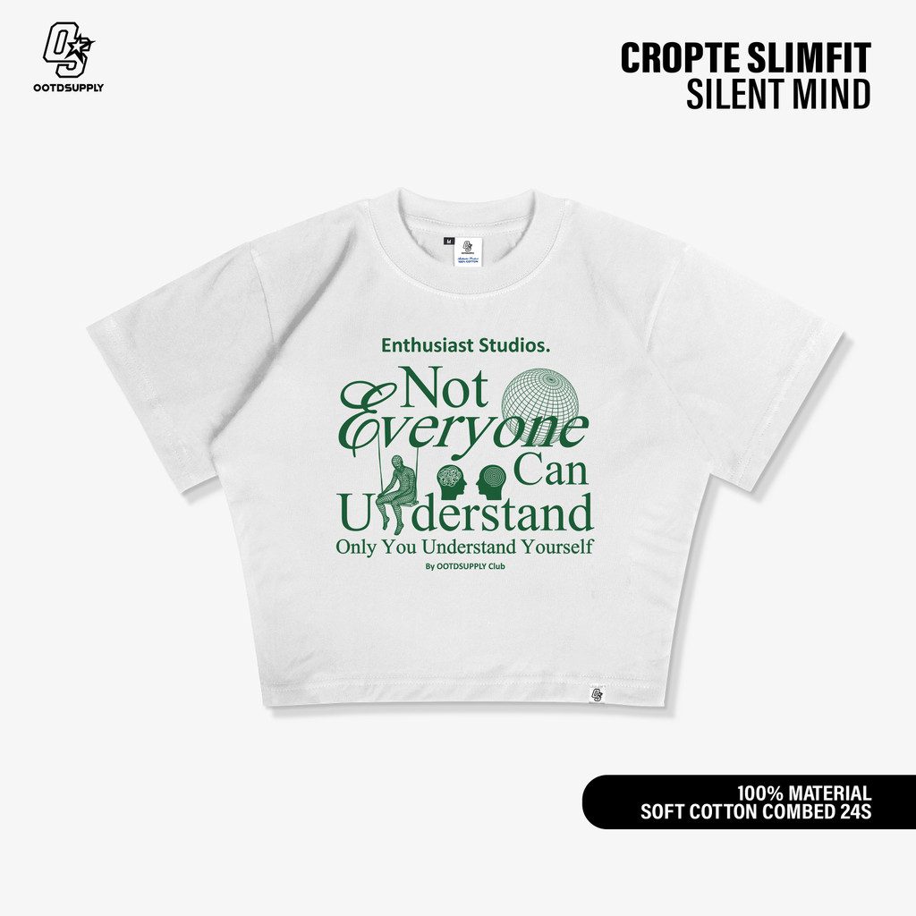 OOTDSUPPLY Croptee Fit Silent | Tshirt Croptee Slimfit | Atasan Wanita | Kaos Crop CSF025