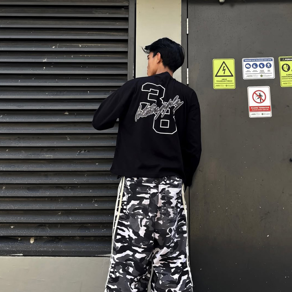 OOTDSUPPLY Longsleeve Boxy 20s Street 38 Black l Oversize T-Shirt Lengan Panjang l Kaos Panjang I Atasan Unisex | OS-LS-BX-V2006