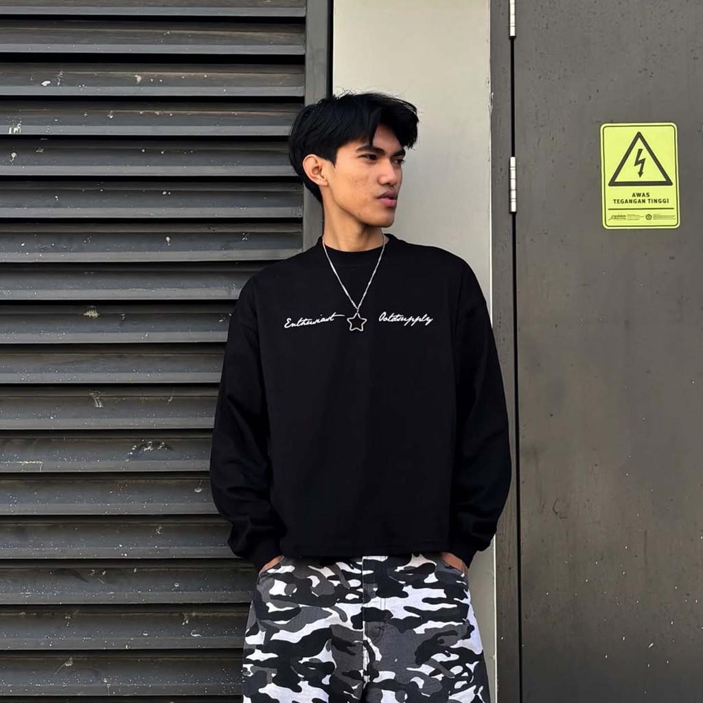 OOTDSUPPLY Longsleeve Boxy 20s Street 38 Black l Oversize T-Shirt Lengan Panjang l Kaos Panjang I Atasan Unisex | OS-LS-BX-V2006
