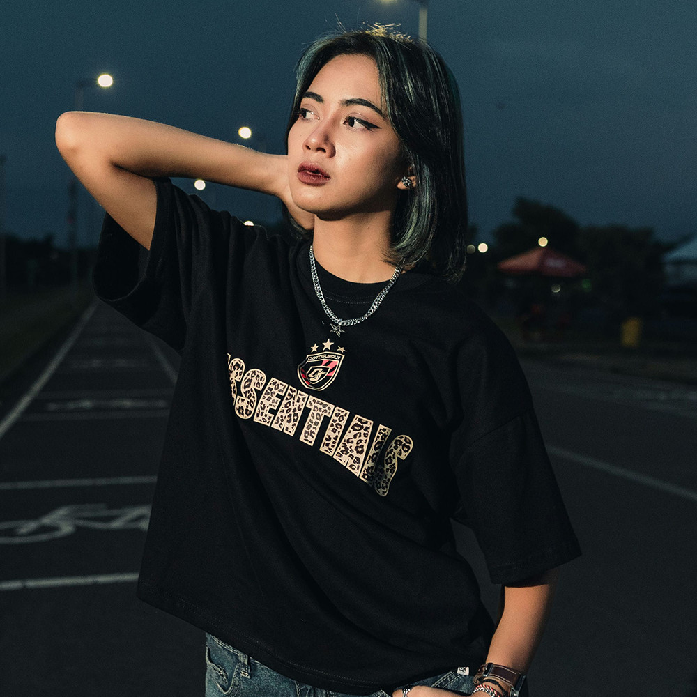 OOTDSUPPLY Boxy Fit Oversize Leopard 23 Black | 20s Boxy Series | Tshirt Boxyfit l Kaos Boxy OS-OVZ-BX-057