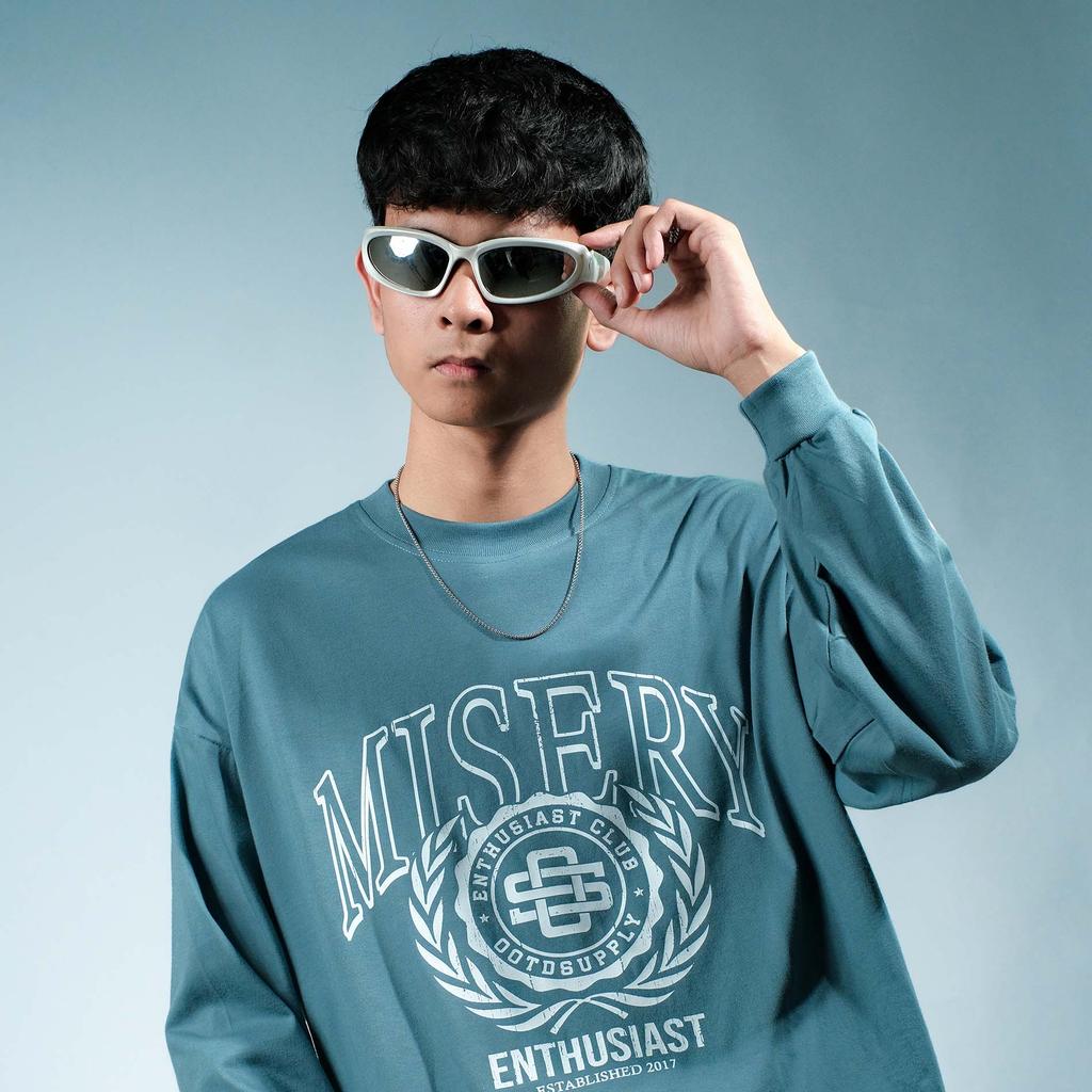 OOTDSUPPLY Longsleeve Boxy 20s Misery Blue Marinir l Oversize T-Shirt Lengan Panjang l Kaos Panjang I Atasan Unisex | OS-LS-BX-RIB003