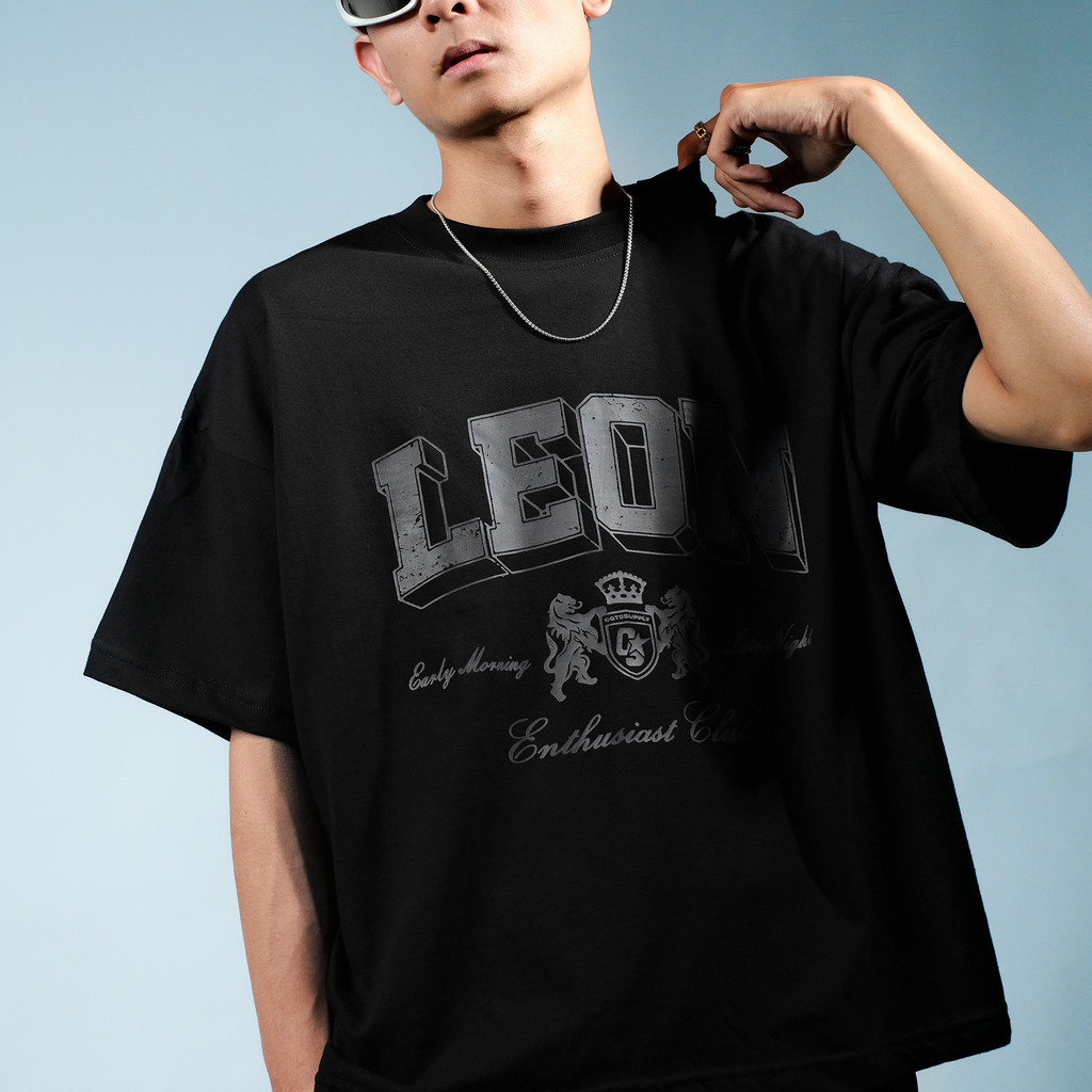 OOTDSUPPLY Boxy Fit Oversize Leon Black | 20s Boxy Series | Tshirt Boxyfit l Kaos Boxy OS-OVZ-BX-046