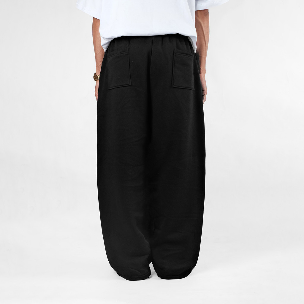 OOTDSUPPLY Baggy Pants Line Grace & Sweet Embroidery | Celana Panjang Unisex | Celana Sporty | OS-BP-BLK-GSE