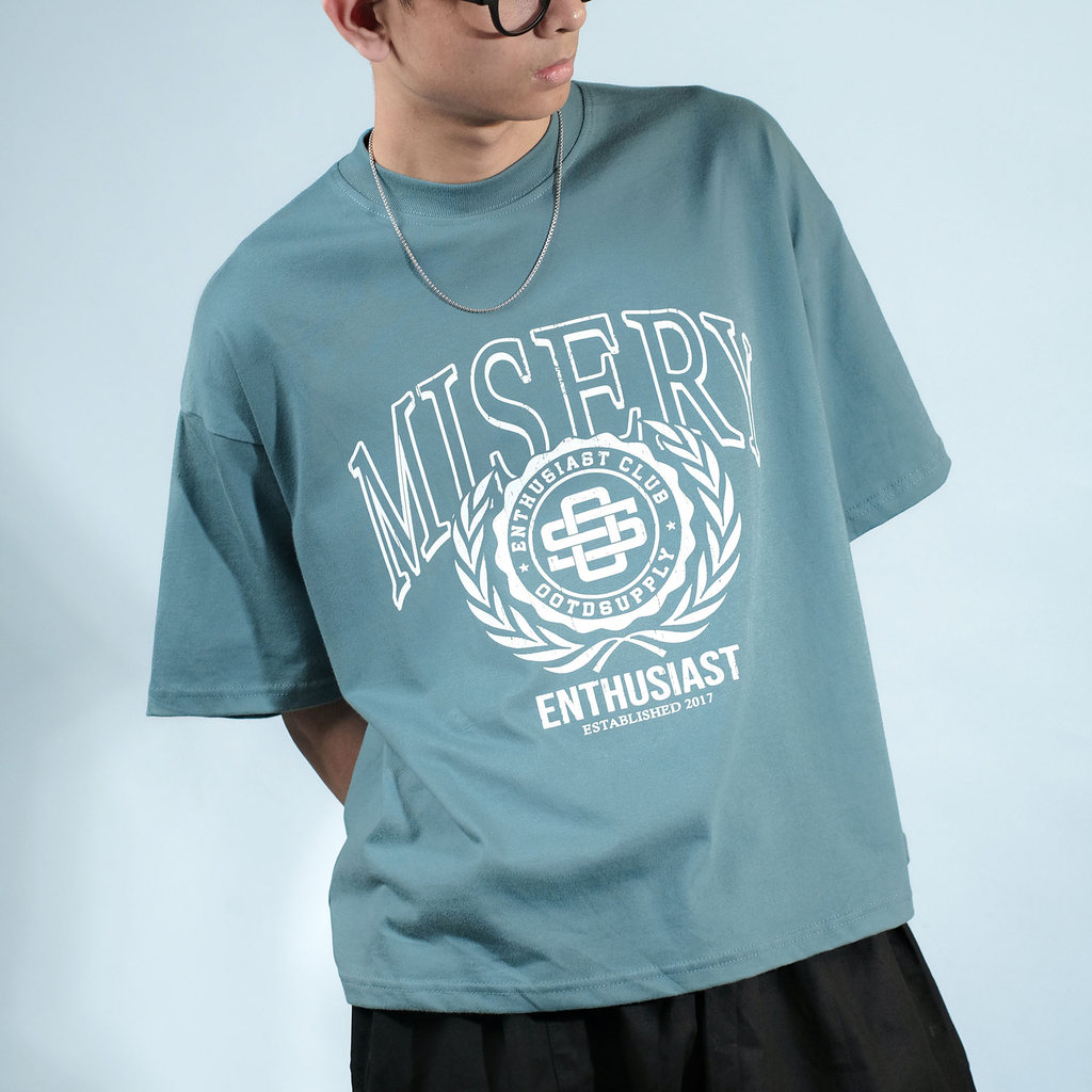 OOTDSUPPLY Boxy Fit Oversize Misery Blue Marinir | 20s Boxy Series | Tshirt Boxyfit l Kaos Boxy OS-OVZ-BX-048