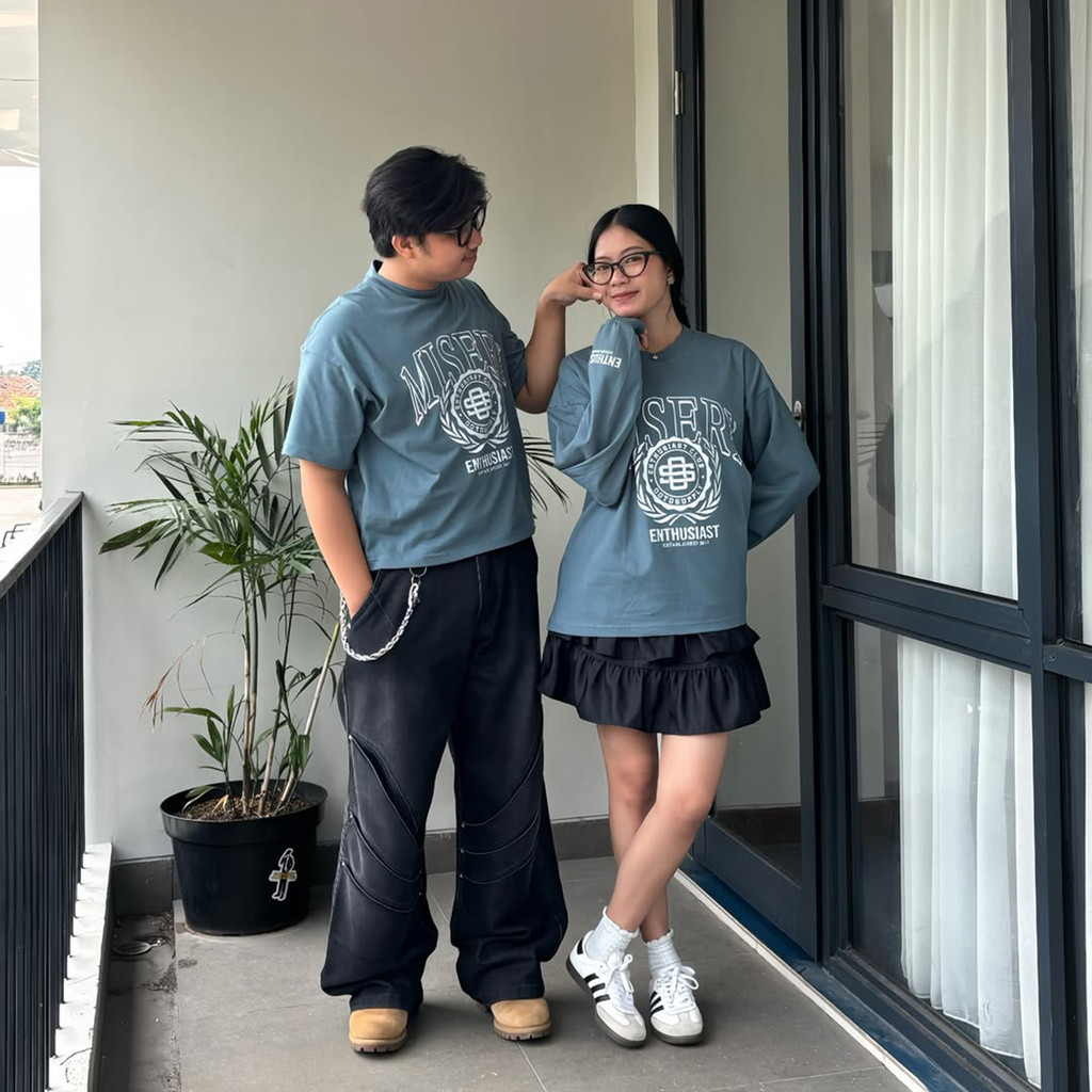 OOTDSUPPLY Longsleeve Boxy 20s Misery Blue Marinir l Oversize T-Shirt Lengan Panjang l Kaos Panjang I Atasan Unisex | OS-LS-BX-RIB003