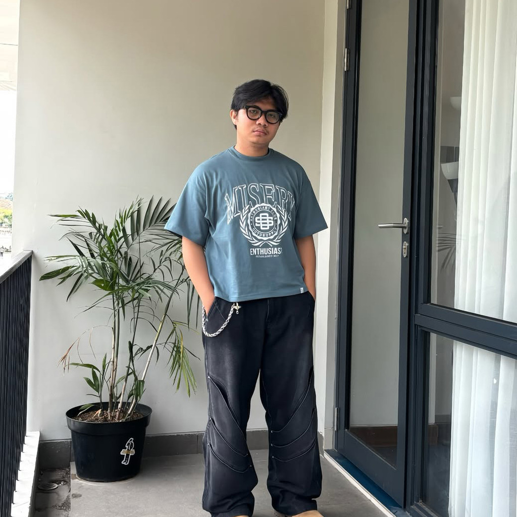 OOTDSUPPLY Boxy Fit Oversize Misery Blue Marinir | 20s Boxy Series | Tshirt Boxyfit l Kaos Boxy OS-OVZ-BX-048