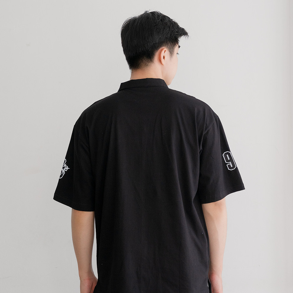 OOTDSUPPLY Oversize Polo Shirt Strings V.6 Infinite 96 Black l Kaos Oversize | Atasan Pria dan Wanita | PSSTRINGV6001
