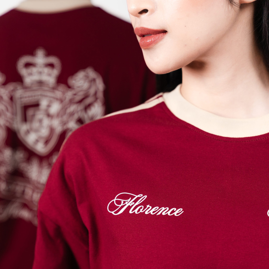 OOTDSUPPLY Oversize Boxy Double Stripe Florence Marron & Black l T-Shirt Boxyfit OOTD l Kaos Lengan Pendek Sporty | Luxury Series | OS-OVZ-BX-DS-002