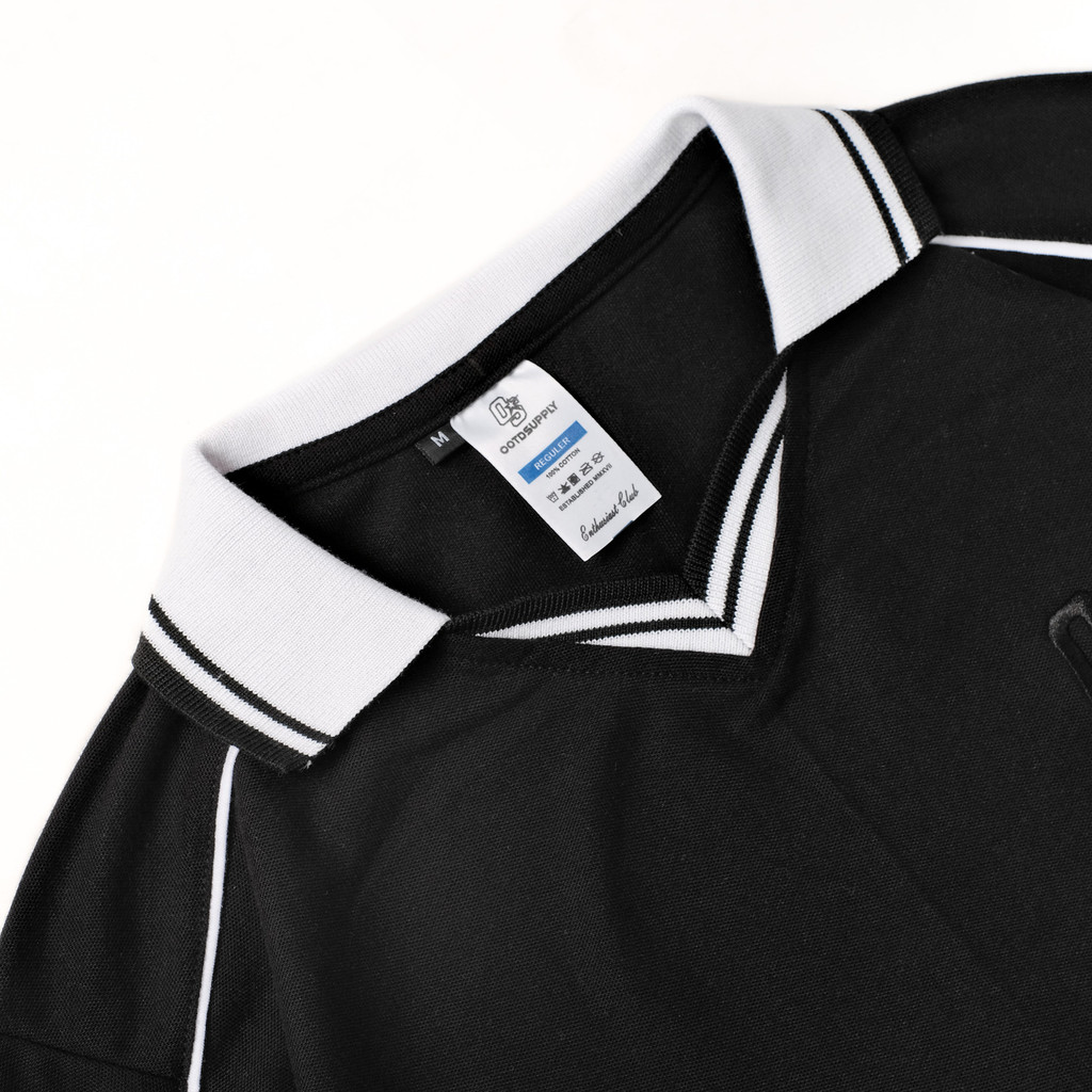 OOTDSUPPLY Polo Shirt Pique Dove OS Sign Embroidery l Polo Pique | Kemeja Unisex Kerah V-Neck I OS-PS-PDV-OSE