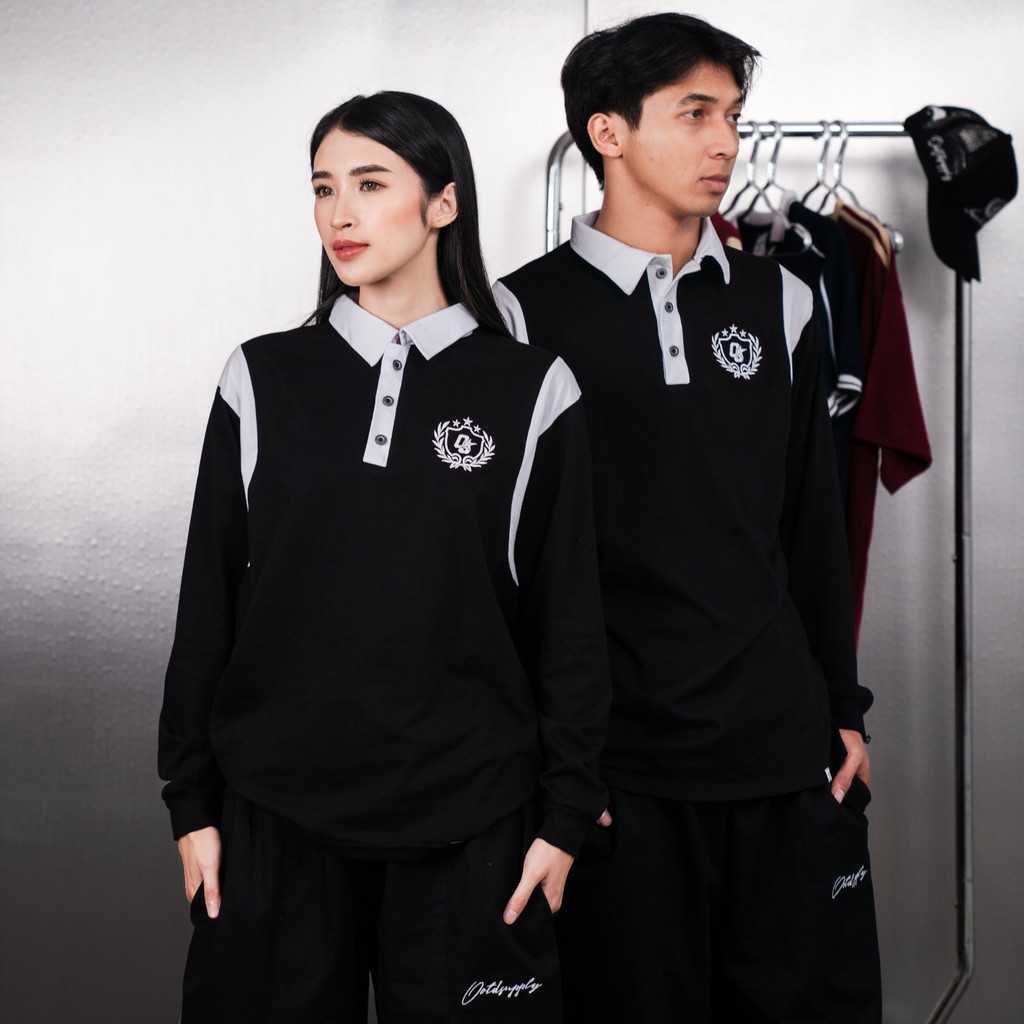 OOTDSUPPLY Polo Longsleeve Leticia Embroidery | Kaos Kerah Lengan Panjang | Polo Pria & Wanita Unisex Combed 24s | OS-LS-RGB-LCE