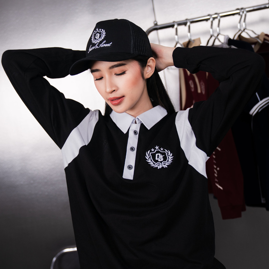 OOTDSUPPLY Polo Longsleeve Leticia Embroidery | Kaos Kerah Lengan Panjang | Polo Pria & Wanita Unisex Combed 24s | OS-LS-RGB-LCE