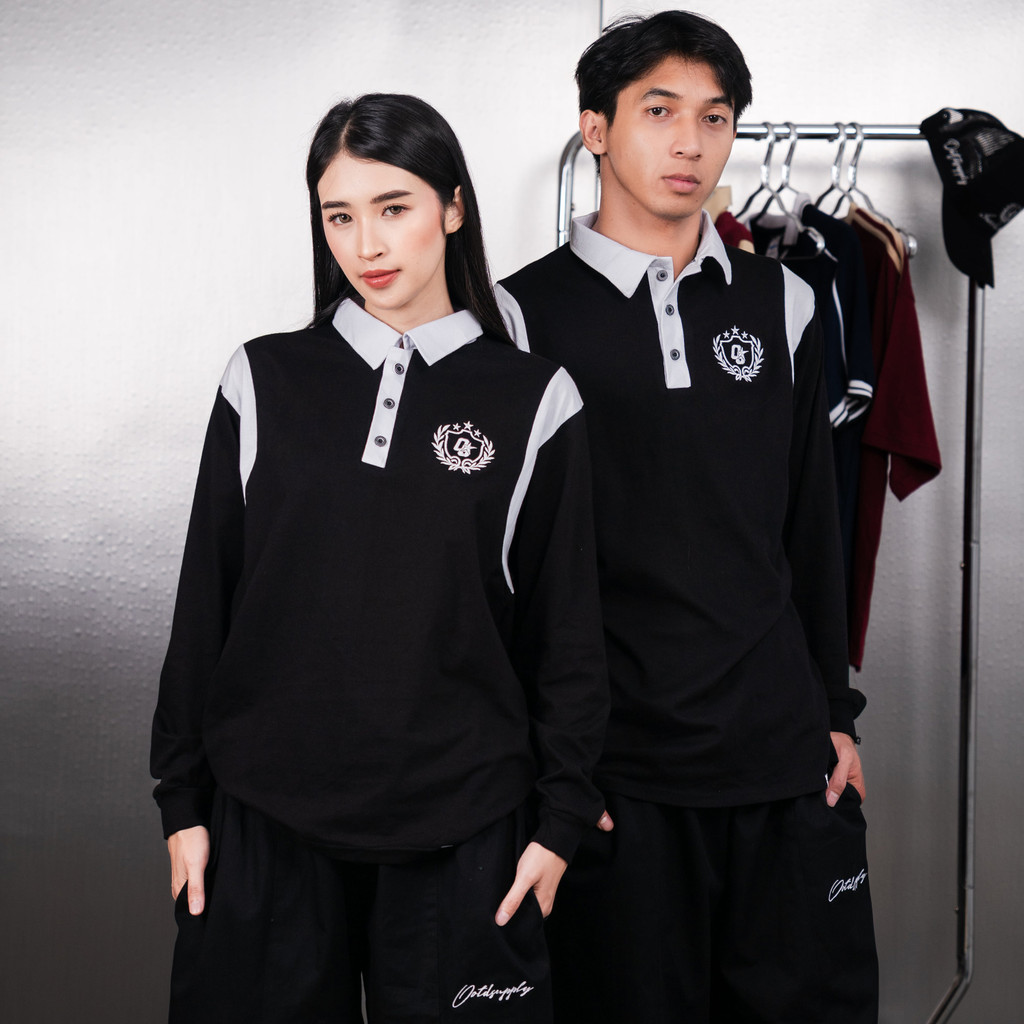 OOTDSUPPLY Polo Longsleeve Leticia Embroidery | Kaos Kerah Lengan Panjang | Polo Pria & Wanita Unisex Combed 24s | OS-LS-RGB-LCE