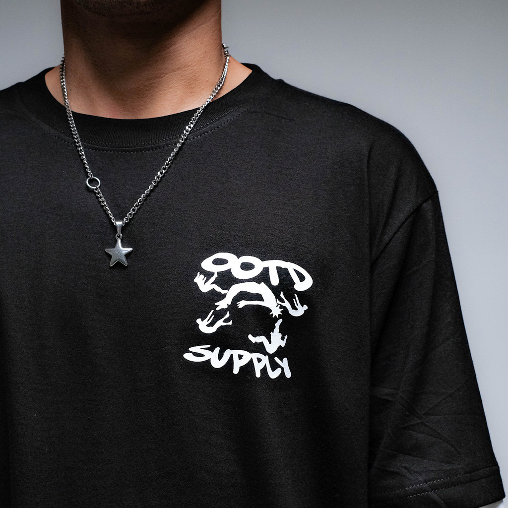 OOTDSUPPLY Longsleeve Doublesleeve Universe White Black | Longsleeve Reguler Fit | Kaos Lengan Panjang Layer | OS-LS-DS-RIB003