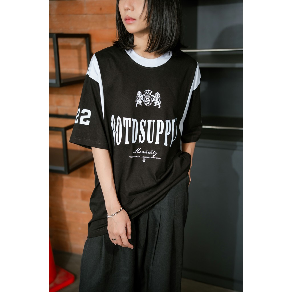 OOTDSUPPLY Oversized Side Line Mentality Black & White | Oversize Pria & Wanita OVZSL007