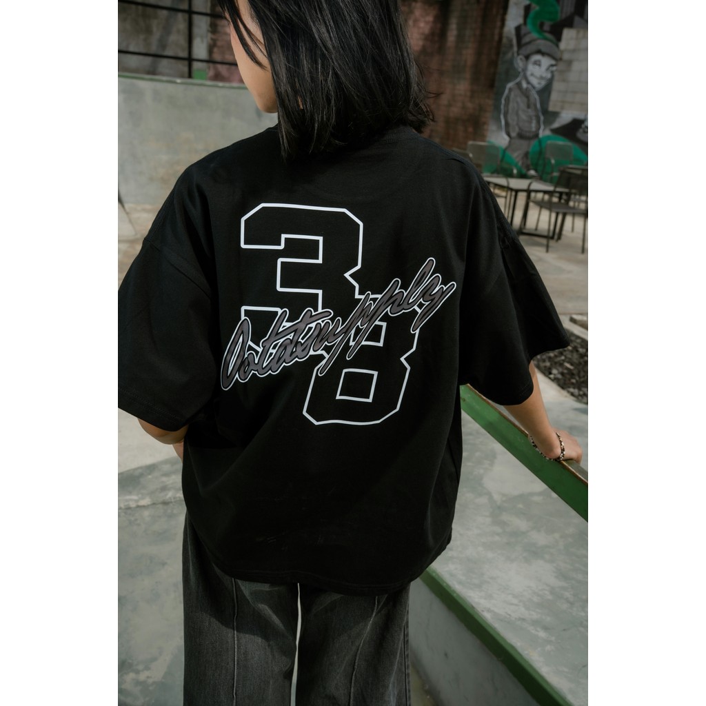 OOTDSUPPLY Boxy Fit Oversize Street 38 Black | 20s Boxy Series | Tshirt Boxyfit l Kaos Boxy OS-OVZ-BX-051