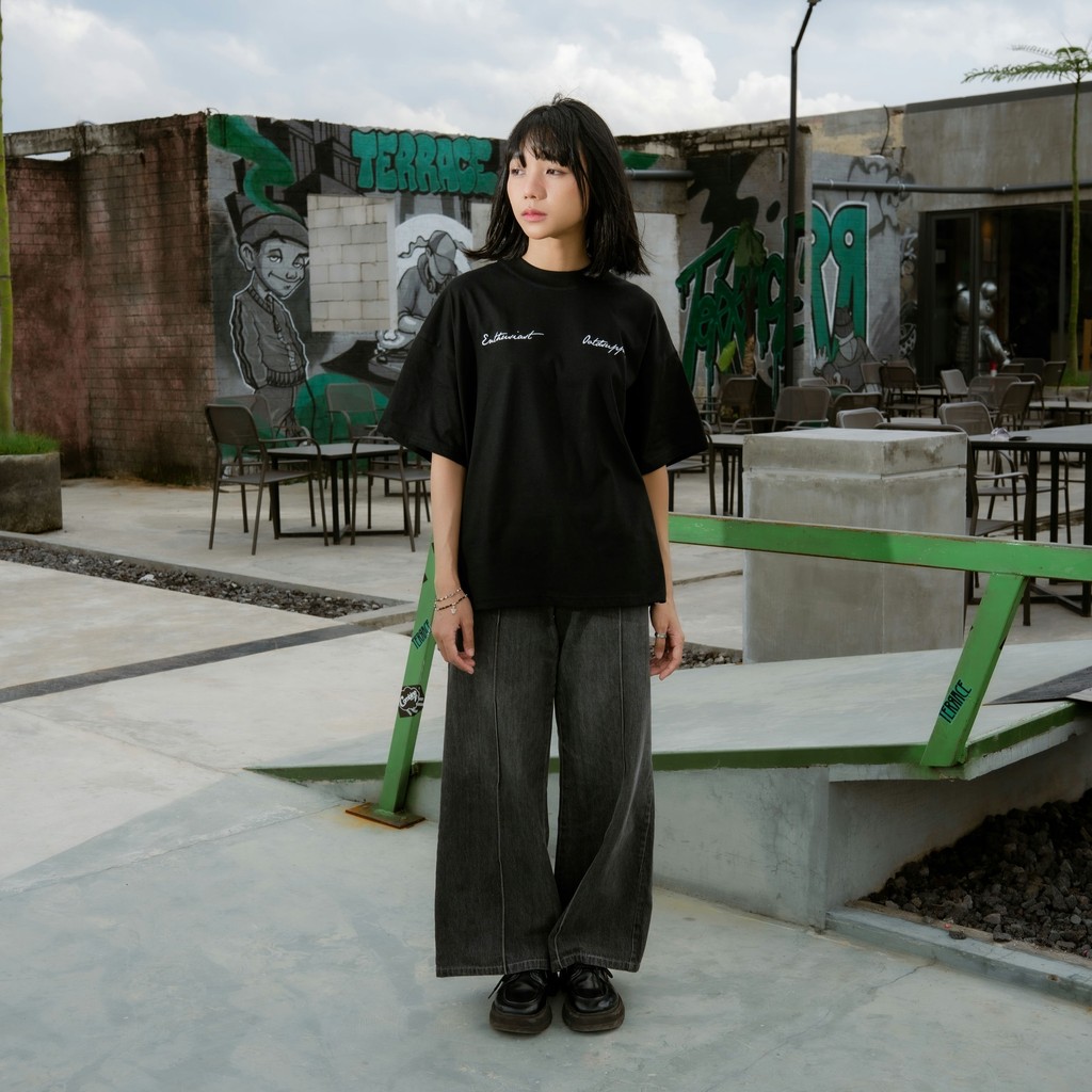 OOTDSUPPLY Boxy Fit Oversize Street 38 Black | 20s Boxy Series | Tshirt Boxyfit l Kaos Boxy OS-OVZ-BX-051