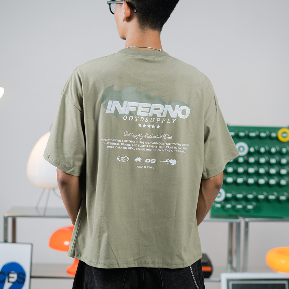 OOTDSUPPLY Boxy Fit Oversize Inferno Storm Green | 24s Boxy Series | Tshirt Boxyfit l Kaos Boxy OS-OVZ-BX-056