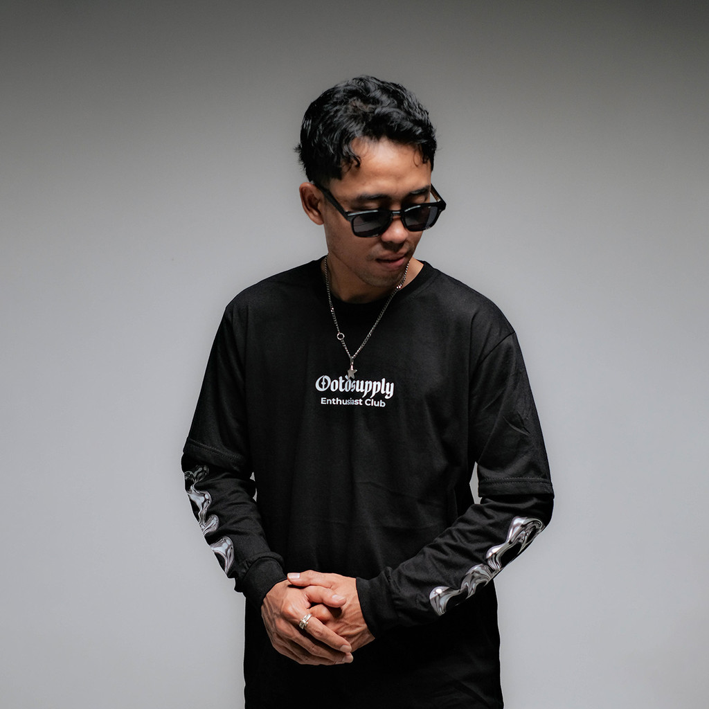 OOTDSUPPLY Longsleeve Doublesleeve Cosmic Black | Longsleeve Reguler Fit | Kaos Lengan Panjang Layer | OS-LS-DS-RIB002