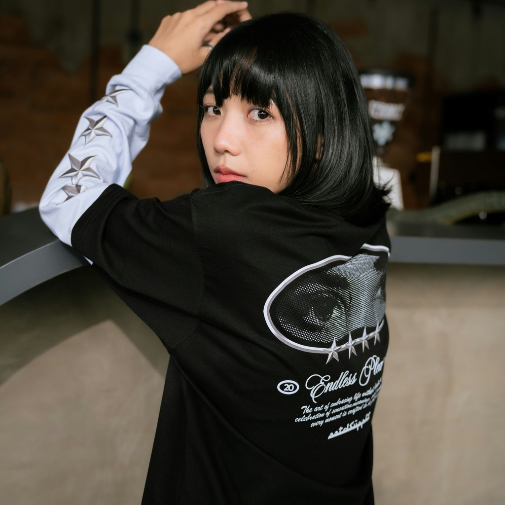 OOTDSUPPLY Longsleeve Doublesleeve Endless Black White | Longsleeve Reguler Fit | Kaos Lengan Panjang Layer | OS-LS-DS-RIB004
