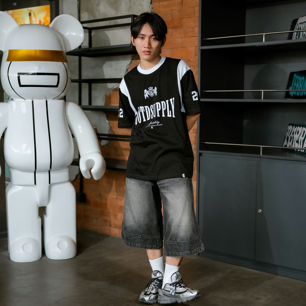 OOTDSUPPLY Oversized Side Line Mentality Black & White | Oversize Pria & Wanita OVZSL007