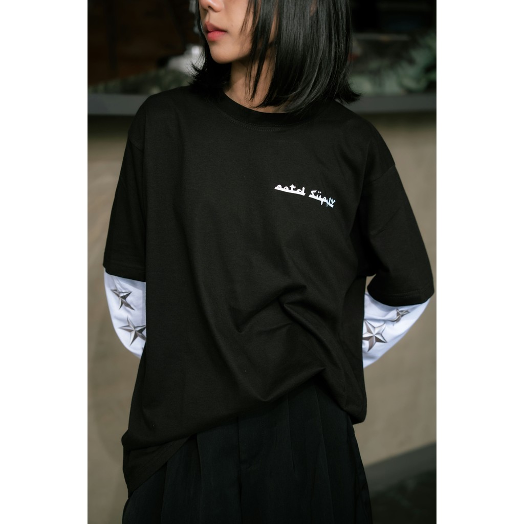 OOTDSUPPLY Longsleeve Doublesleeve Endless Black White | Longsleeve Reguler Fit | Kaos Lengan Panjang Layer | OS-LS-DS-RIB004