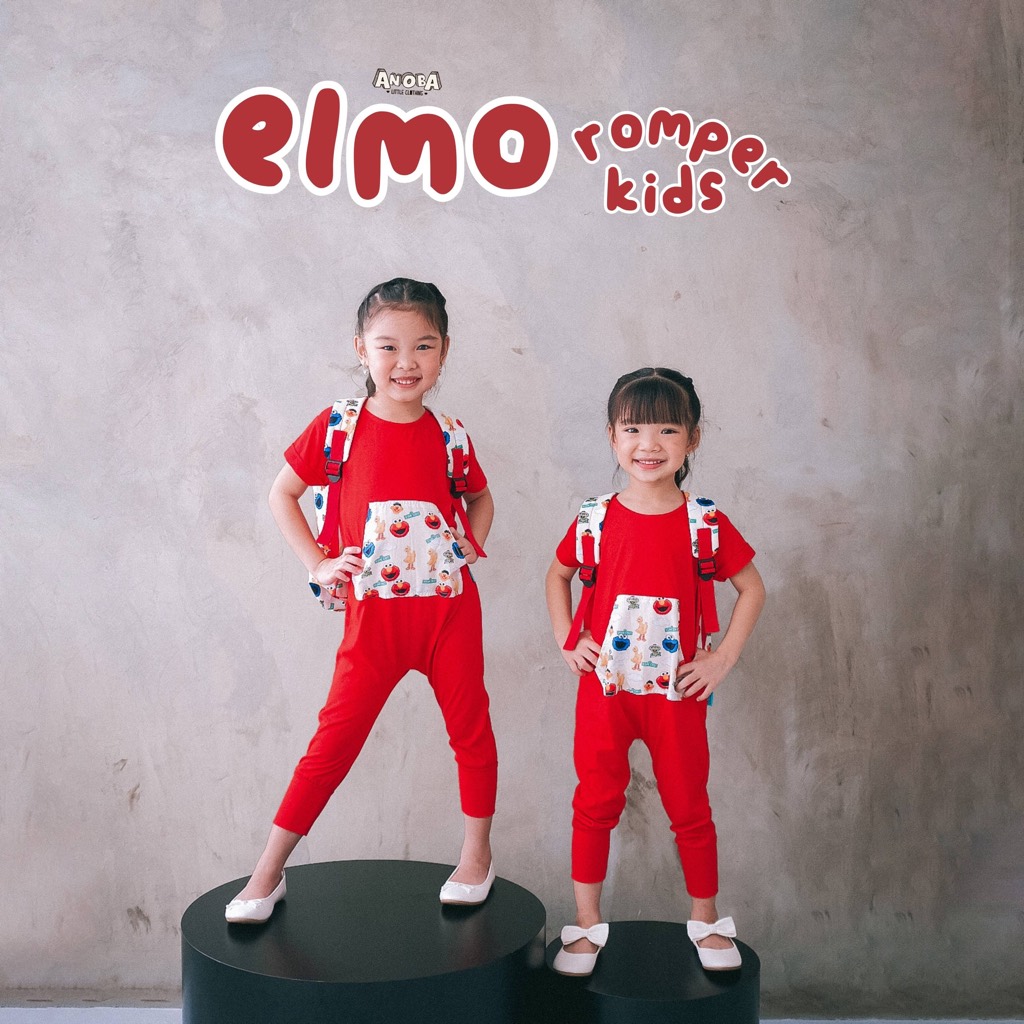 ROMPER PRINT ELMO - Baju Anak Laki-Laki dan Perempuan. Jumpsuit Anak. Jumper Anak. Baju Anak.