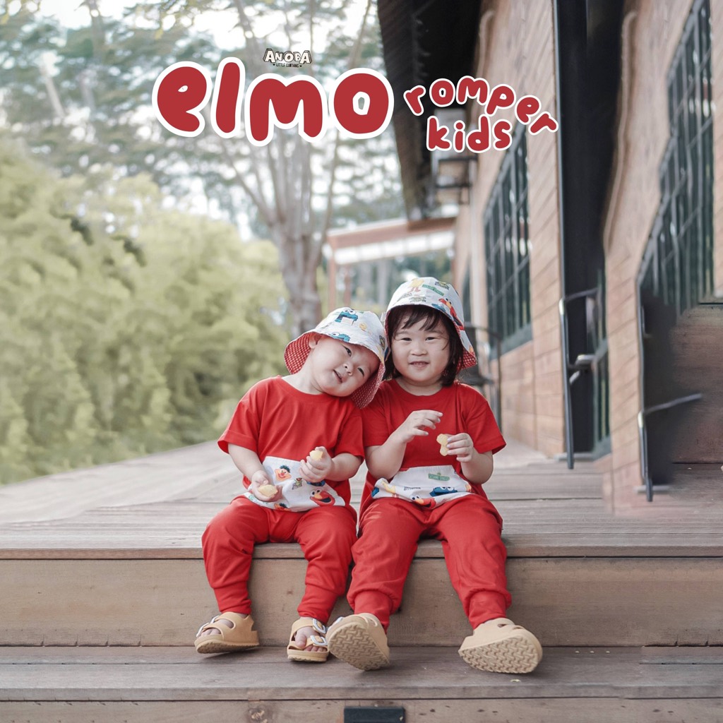 ROMPER PRINT ELMO - Baju Anak Laki-Laki dan Perempuan. Jumpsuit Anak. Jumper Anak. Baju Anak.