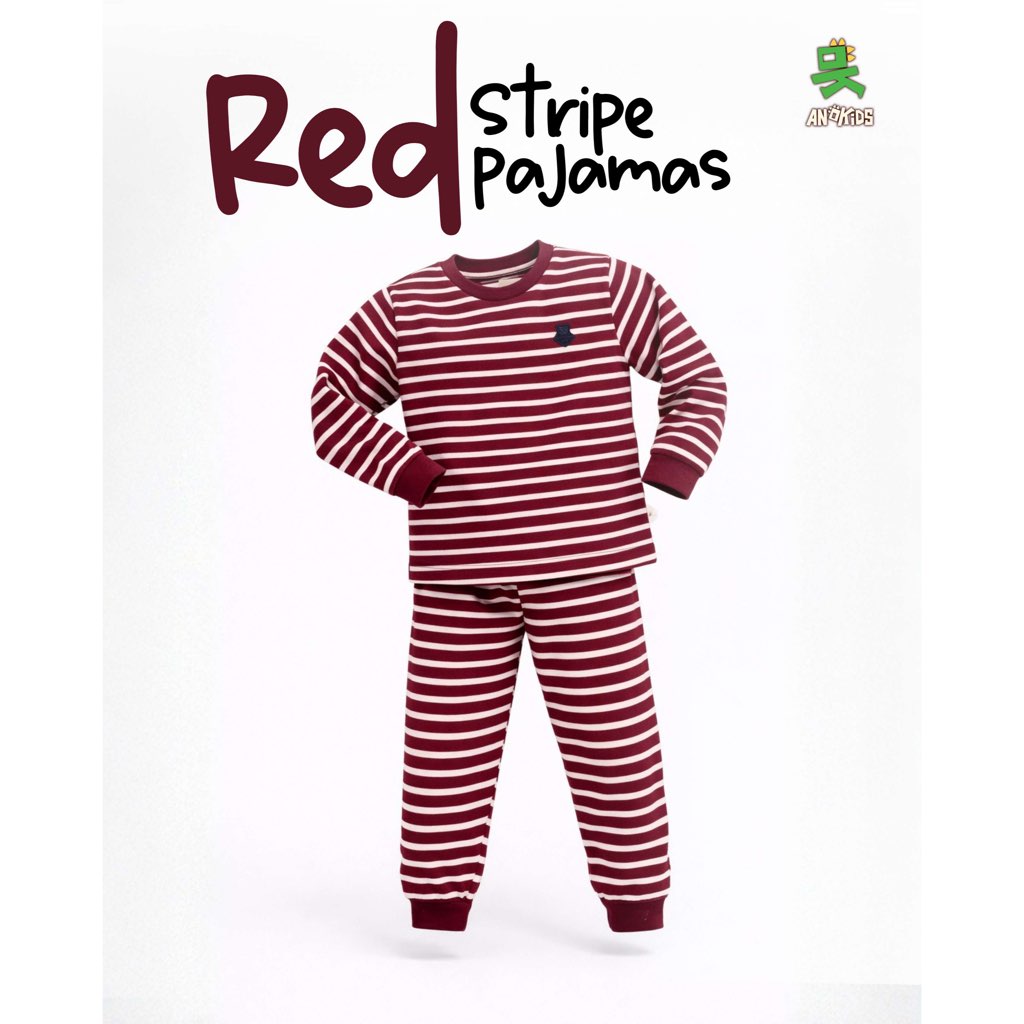 Piyama Anak Stripe Cotton Combed 1-12 Tahun - piyama garis - baju tidur anak