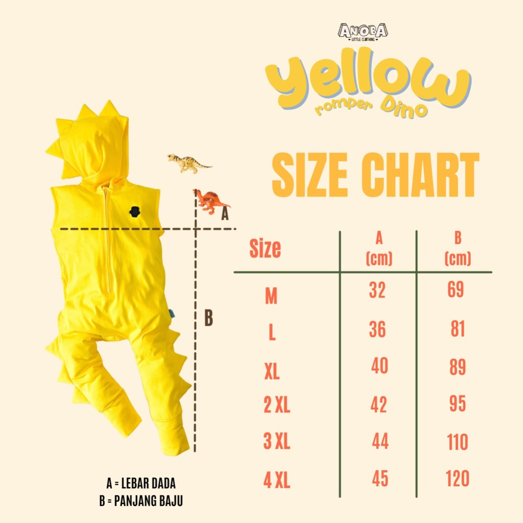 ROMPER DINO YELLOW - Baju Dino Anak. Baju Anak. Baju Kaos Anak. Jumpsuit Anak.