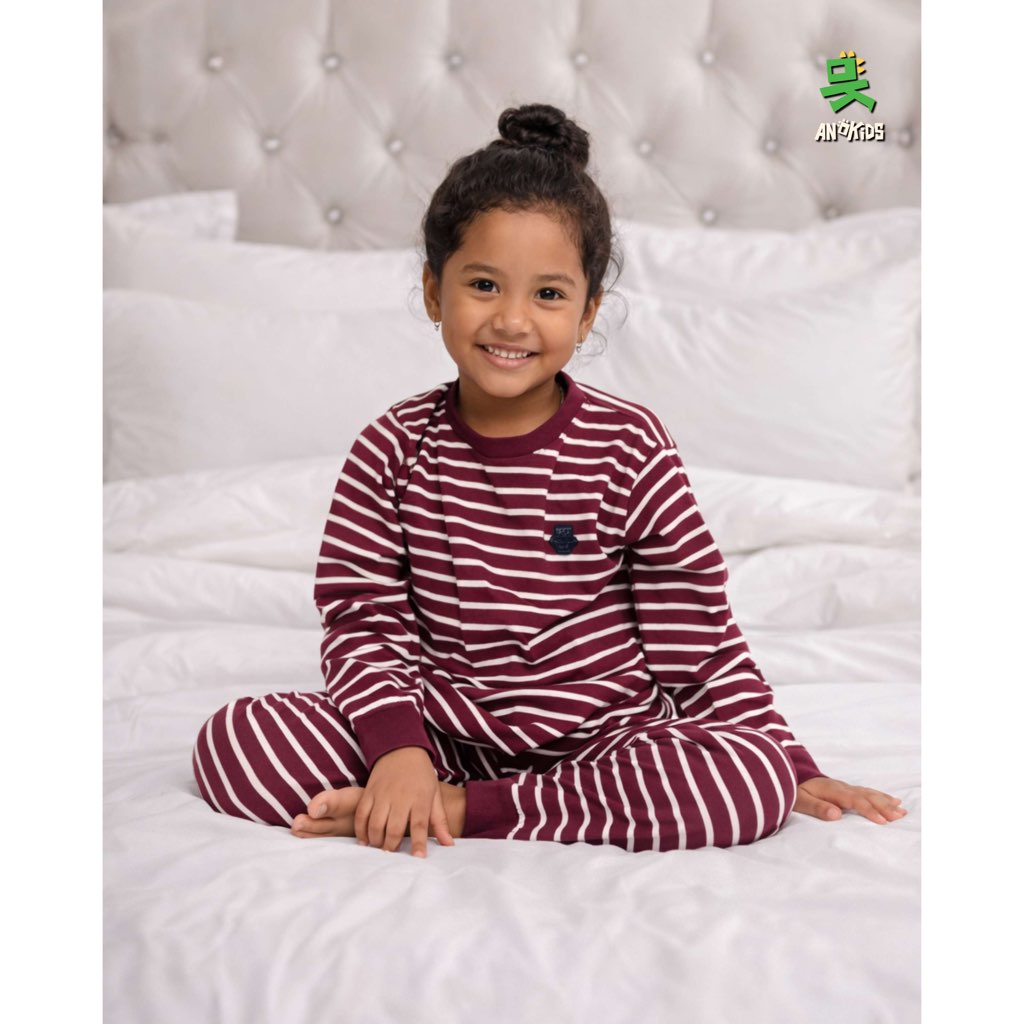 Piyama Anak Stripe Cotton Combed 1-12 Tahun - piyama garis - baju tidur anak