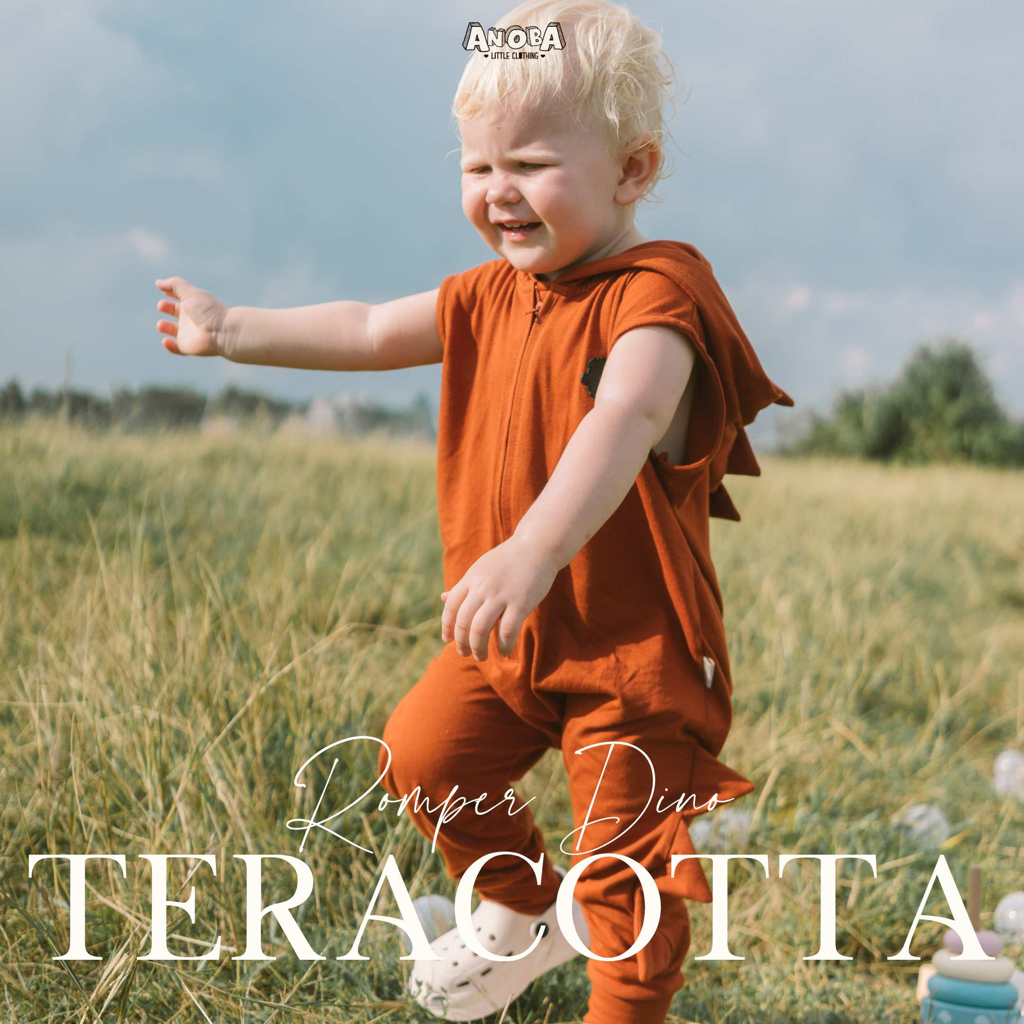ROMPER DINO TERRACOTTA - Baju Dino Anak. Baju Anak. Baju Kaos Anak. Jumpsuit Anak.