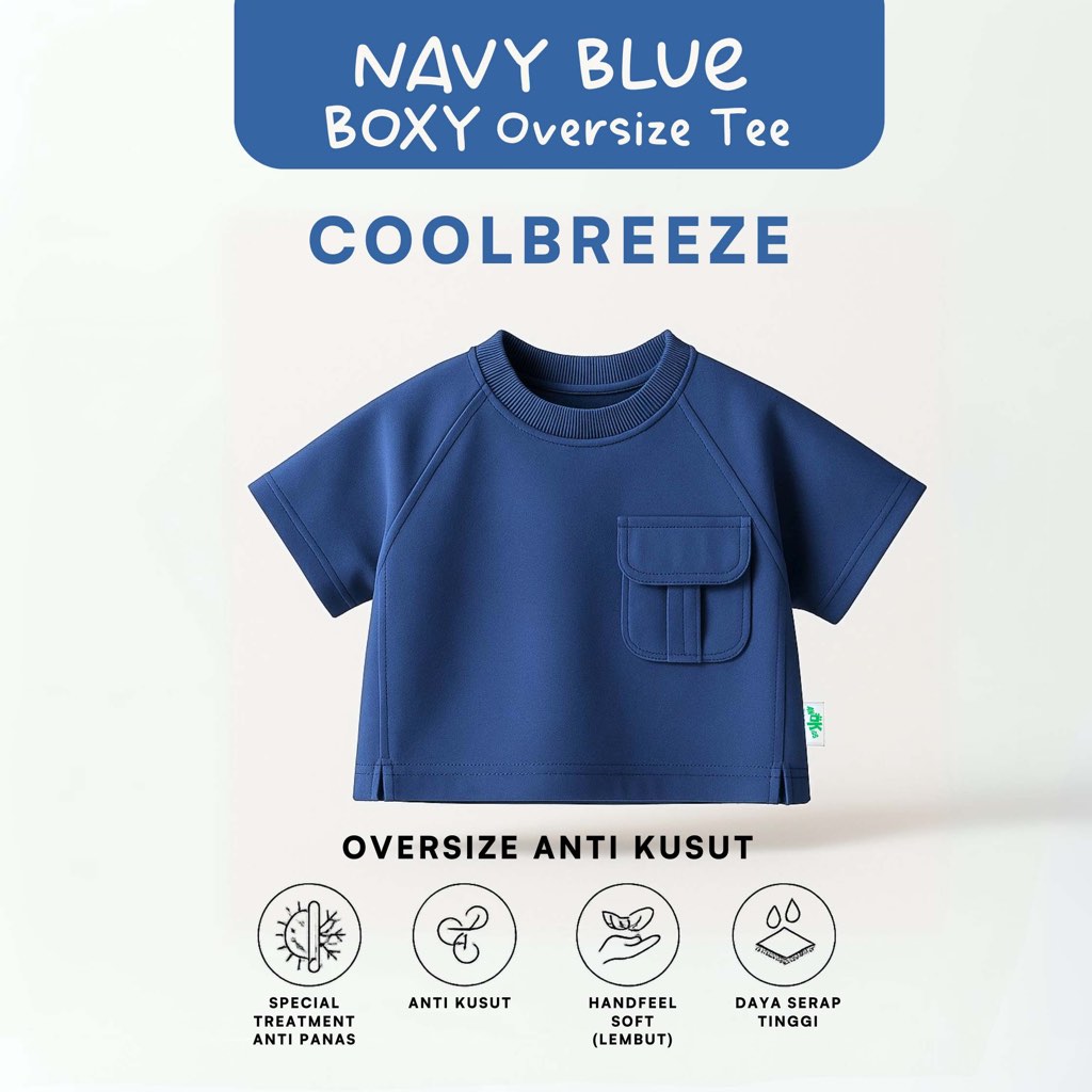 Coolbreeze CROP Boxy Tee Anti Kusut-Kaos Oversize Anak Laki-Laki / Unisex Bahan Premium Tebal Lembut Adem |
