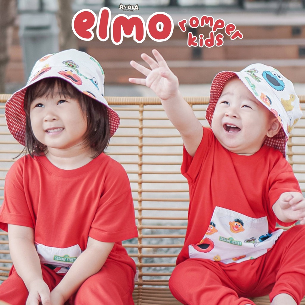 ROMPER PRINT ELMO - Baju Anak Laki-Laki dan Perempuan. Jumpsuit Anak. Jumper Anak. Baju Anak.