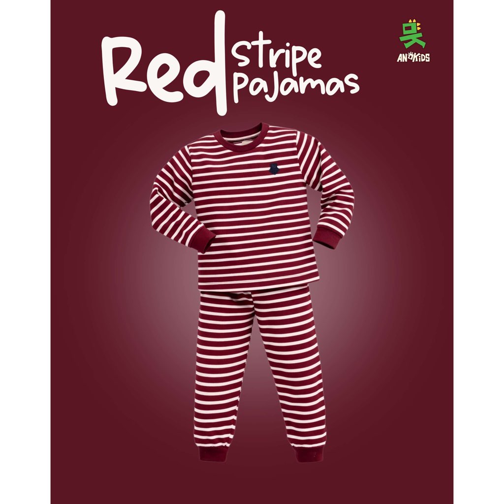 Piyama Anak Stripe Cotton Combed 1-12 Tahun - piyama garis - baju tidur anak