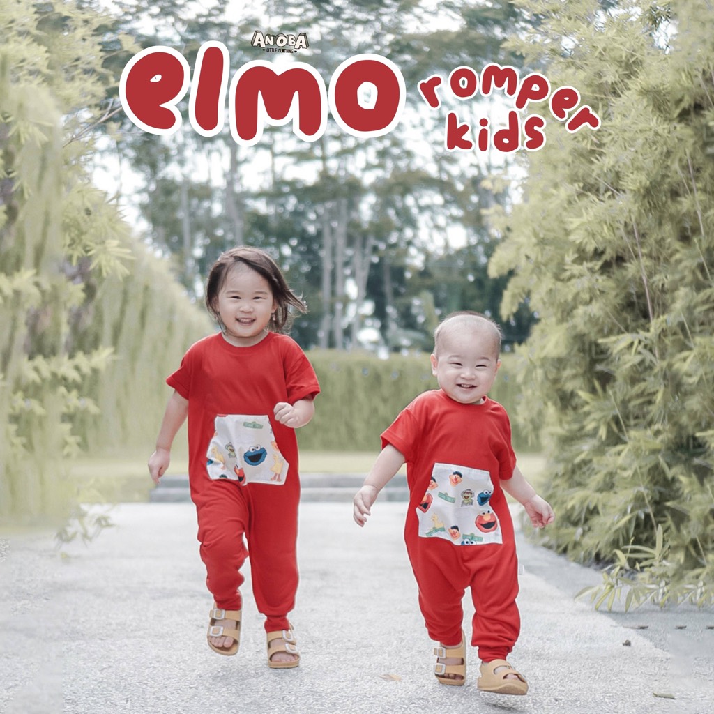 ROMPER PRINT ELMO - Baju Anak Laki-Laki dan Perempuan. Jumpsuit Anak. Jumper Anak. Baju Anak.