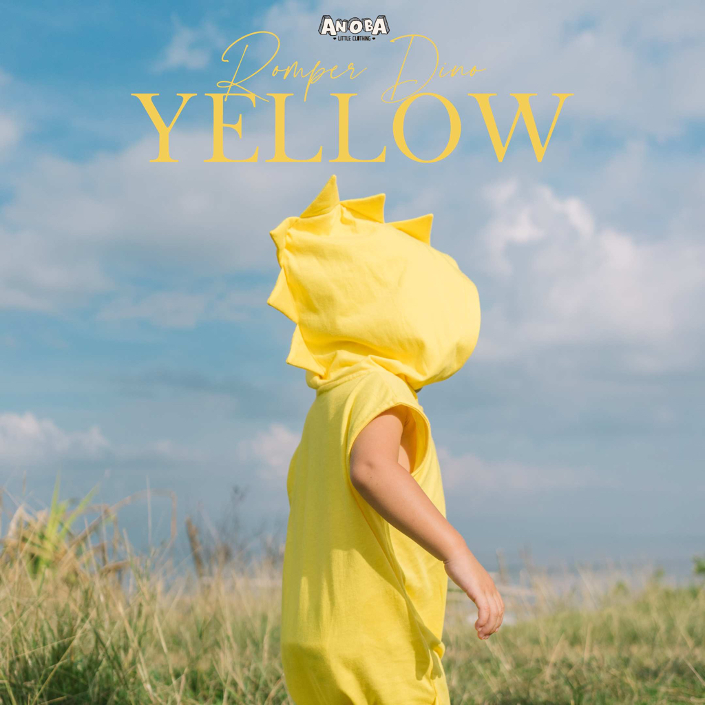 ROMPER DINO YELLOW - Baju Dino Anak. Baju Anak. Baju Kaos Anak. Jumpsuit Anak.