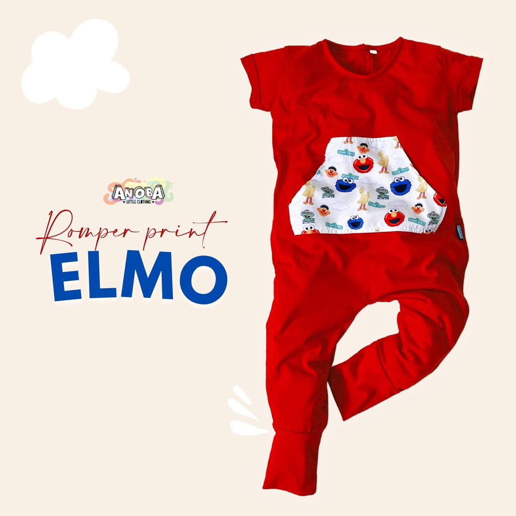 ROMPER PRINT ELMO - Baju Anak Laki-Laki dan Perempuan. Jumpsuit Anak. Jumper Anak. Baju Anak.