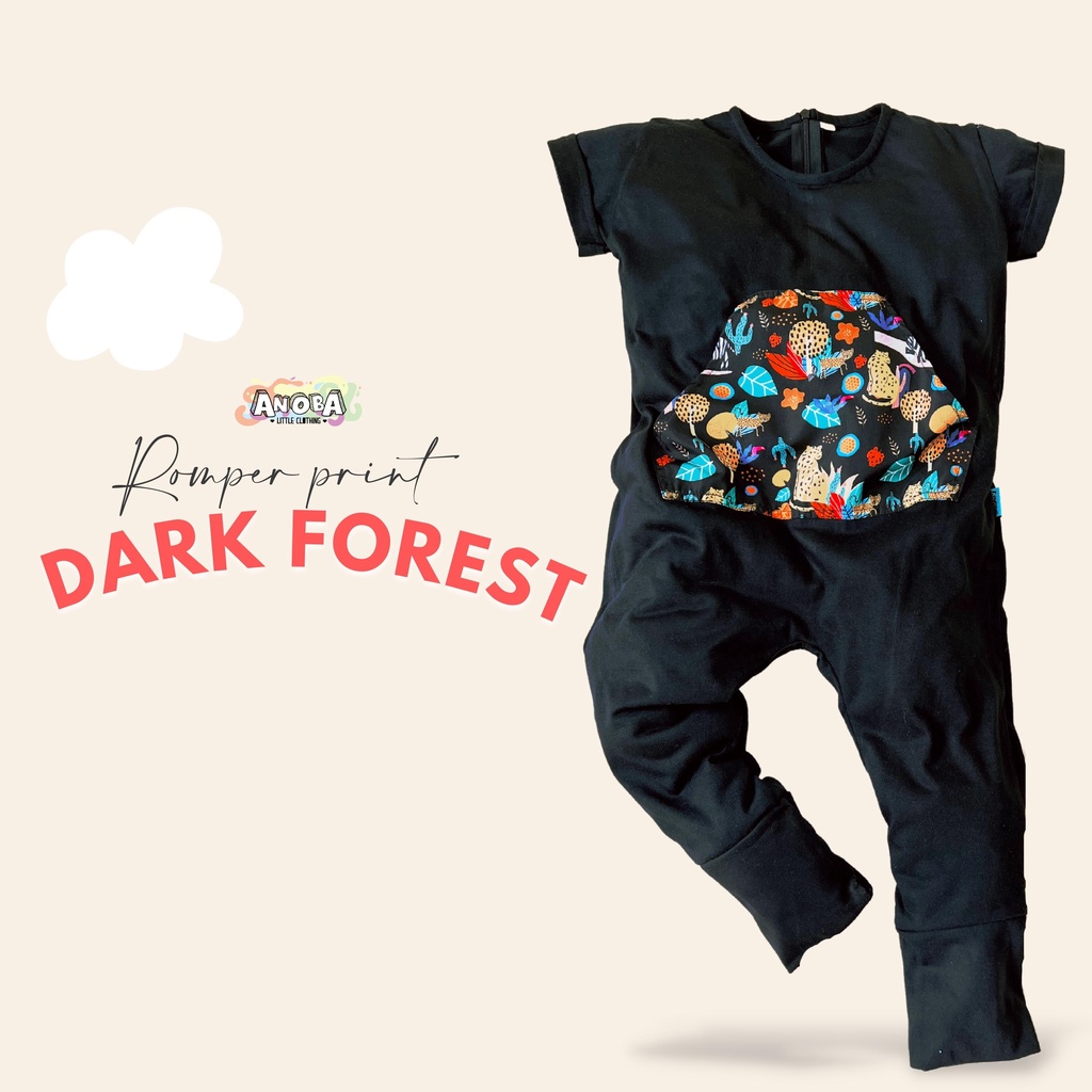 ROMPER PRINT DARK FOREST - Baju Anak Laki-Laki dan Perempuan. Jumpsuit Anak. Jumper Anak. Baju Anak.